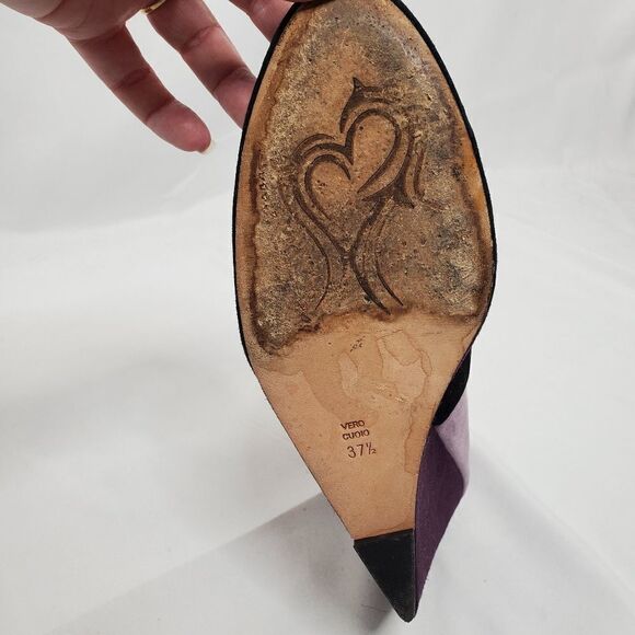 JEAN-MICHEL CAZABAT wedge bootie Rica purple suede color block 7.5 - Picture 9 of 11